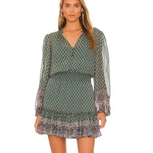 {Veronica Beard} Destiny Smocked Waist V-Neck Mini Dress, Size 0, NWT